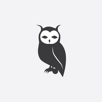 black silhouette of an owl. Vector illustration