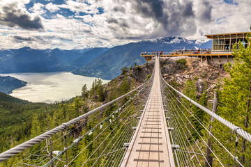 Suspension bridge at the summit of the Sea to Sky gondola, British Columbia, Canada