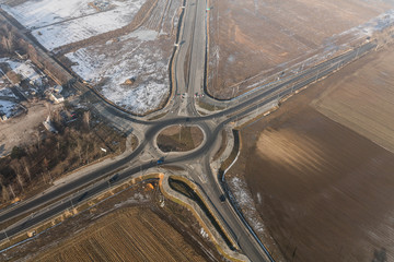 aerial view of the roundabout near Nysa city