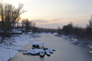 Lake under snow