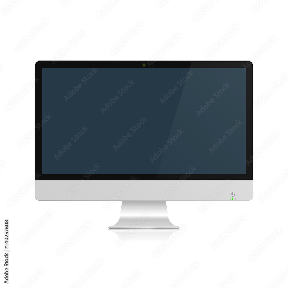 Poster computer display with blank screen. vector illustration.