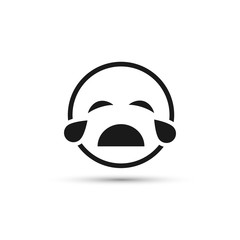 Crying smiley line icon, vector isolated emoticon.
