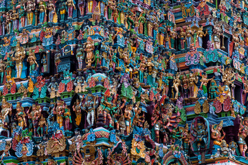 Detail of Meenakshi Amman Temple in Madurai, India