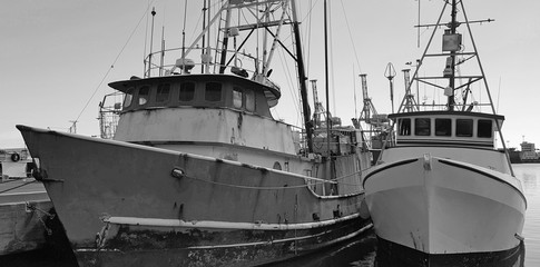 Naklejka premium Old Fishing Boats in the Harbor