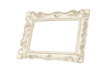 White carved picture frame isolated over white with clipping path.