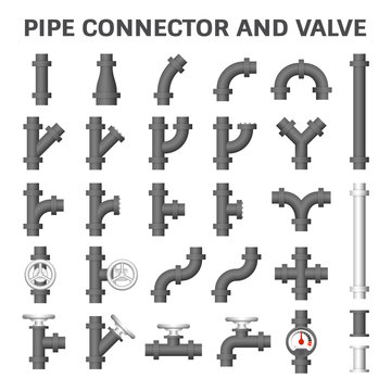 Pipe icon and flange fitting. Include control valve and pressure gauge or manometer. For pipeline construction and transportation liquid or gas i.e. crude, oil, natural gas, sewage, wastewater etc. 