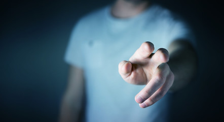Businessman pointing his finger