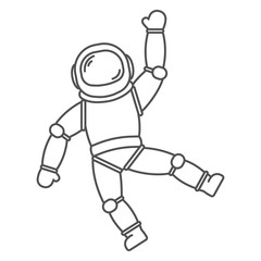 icon astronaut in space in black line style