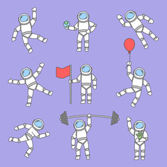 set vector astronauts in different poses