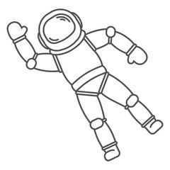 Astronaut in space in black line style