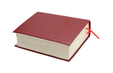 Heavy hardcover red book isolated on white background