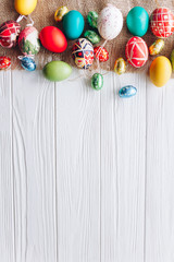 Easter concept  eggs on a wooden background
