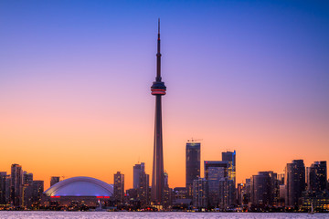 View of Toronto Cityscape during sunset taken from Toronto Central Island