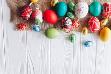 Easter concept  eggs on a wooden background