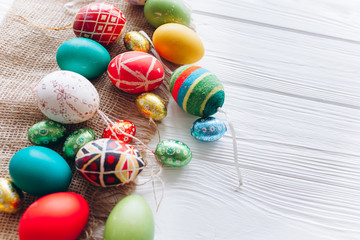 Easter concept  eggs on a wooden background