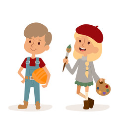 cartoon profession kids children vector set illustration person childhood painter builder uniform worker character