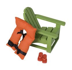 Beach chair with Life Vest and Sandals