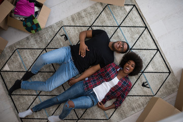 Top view of attractive young African American couple