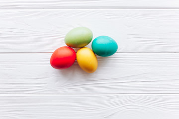 Easter concept  eggs on a wooden background