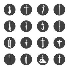 sword knife dagger icon set vector
