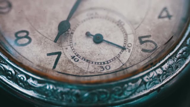 Macro vintage pocket watch closeup