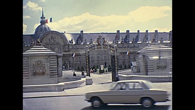 Musee d'Histoire Contemporaine, Museum of Contemporary History with Tomb of Napoleon I. Historic restored footage on 1976 in France.