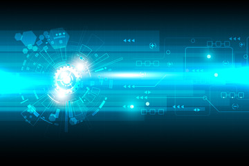 Vector abstract technology design with various technological on blue background.