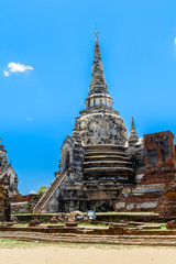 Fototapeta premium Ancient Pagoda in Wat Phrasisanpetch (Phra Si Sanphet). Ayutthaya historical city, Thailand