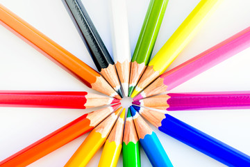 Bunch of sharp colorful pencils