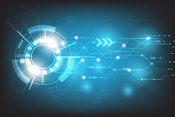Vector technology circle with various technological on blue background.