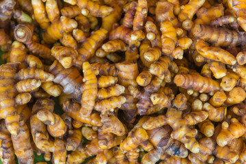 Fresh organic ginger in the market.