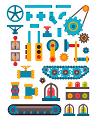 Machine parts different mechanism vector illustration.