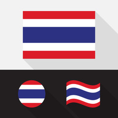 Set of Thailand flag flat design vector illustration