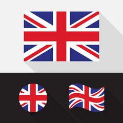Set of United Kingdom flag flat design vector illustration