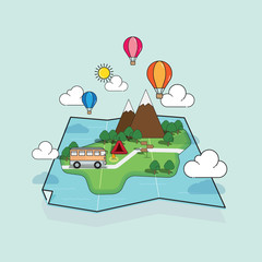 camping travel outdoor in map concept vector illustration