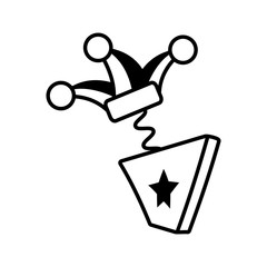 surprise box hat jester april fools line vector illustration eps 10