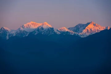 Küchenrückwand glas motiv Kangchendzönga Sonnenaufgang im Kangchenjunga-Himalaya-Gebirge von Darjeeling aus gesehen