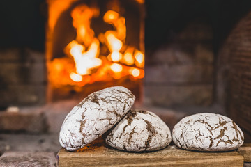 Closeup of a loaf of bread from the furnace