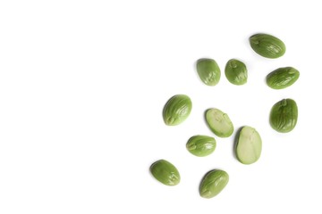 Parkia speciosa  on white background ( bean petai, twisted,  cluster, stink, bitter, sato )