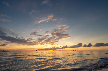 Beautiful sunset at Boracay beach, Philippines