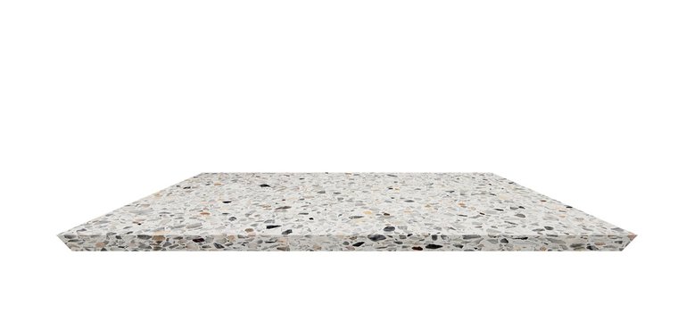 Empty Shelf Top Of Terrazzo Floor Table Or Counter  On White Background. For Product Display