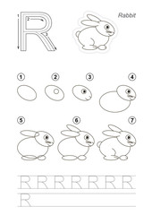 Drawing tutorial for letter.