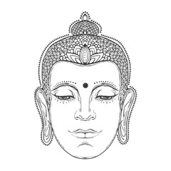Isolated hand drawn Buddha's head