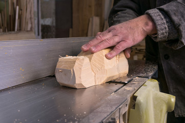 carpenter at work, jointing of wood