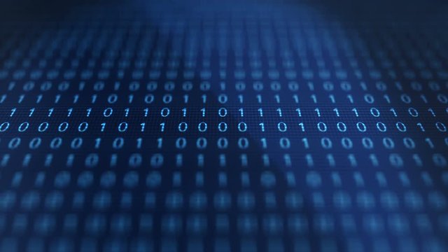 Futuristic Digital computer binary code in software landscape