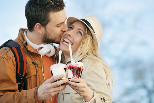 Happy Couple Eating Ice-Cream