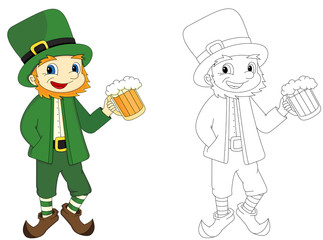 Cartoon Man Holds Beer Glass