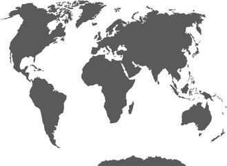 Blank World map isolated on white background