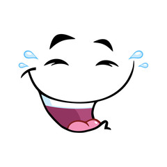 Laugh Cartoon Funny Face With Smiley Expression. Illustration Isolated On White Background