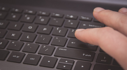 hand typing on keyboard ,closeup